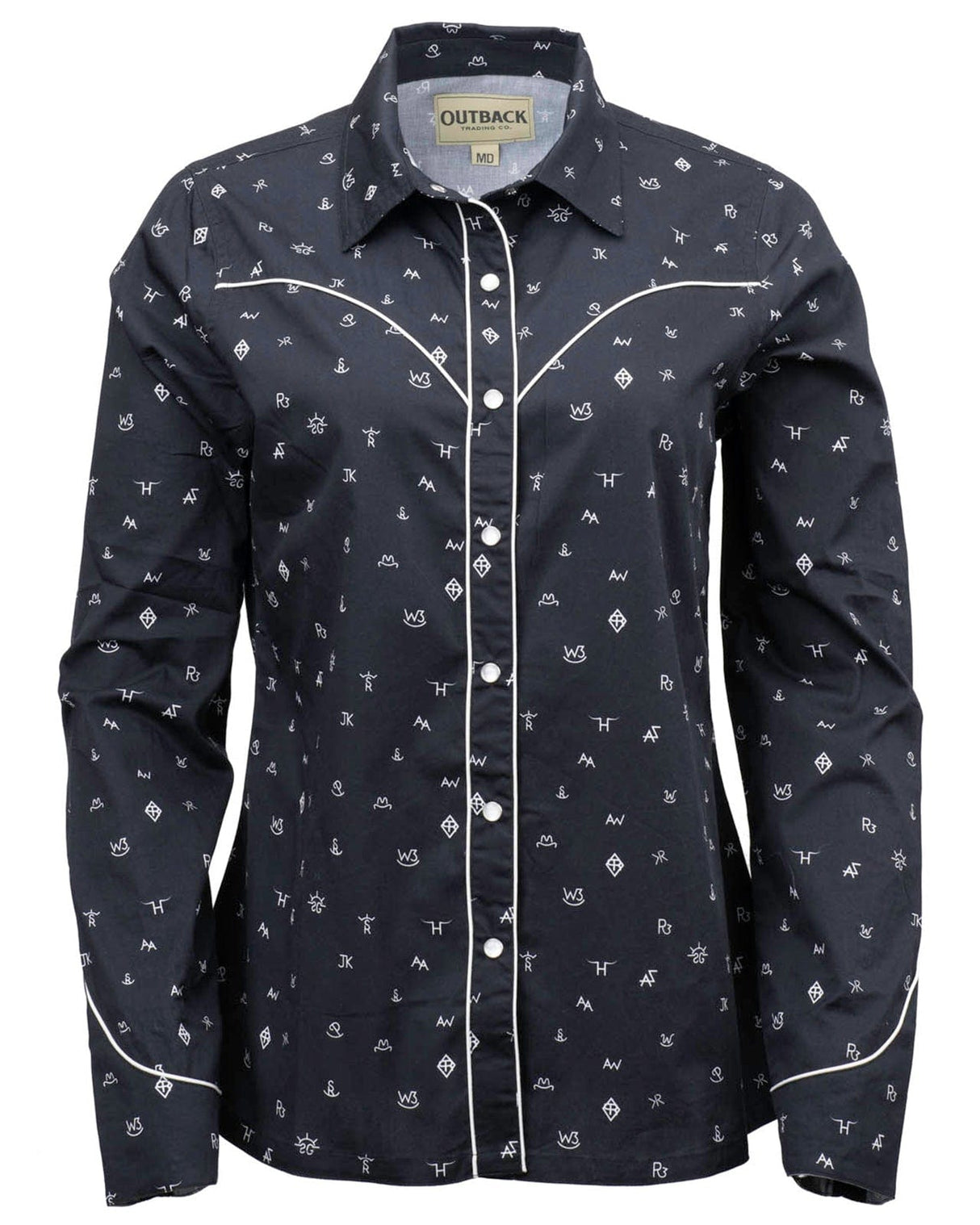 Outback Trading Company Women’s Cattle Brand Shirt Black / SM 40308-BLK-SM 789043436785