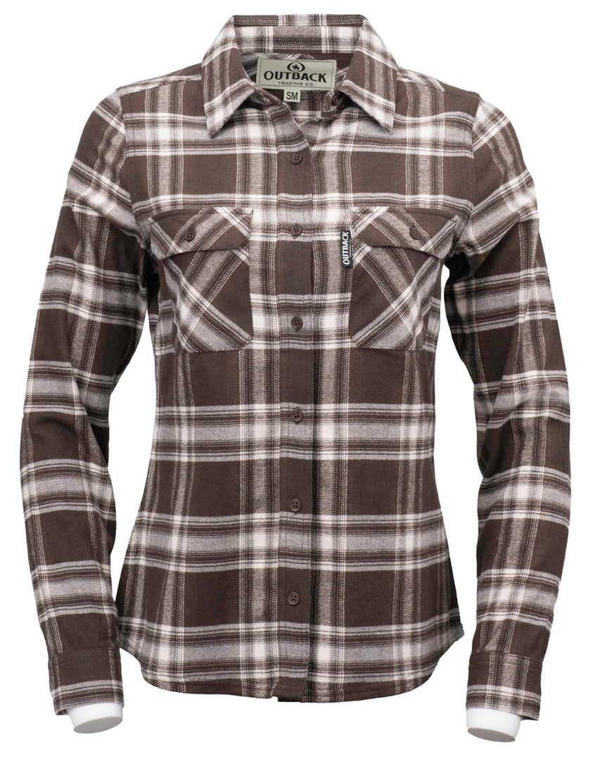 Outback Trading Company Women’s Cotton Plaid Outback Shirt Chocolate / SM 40312-CHO-SM 789043436921