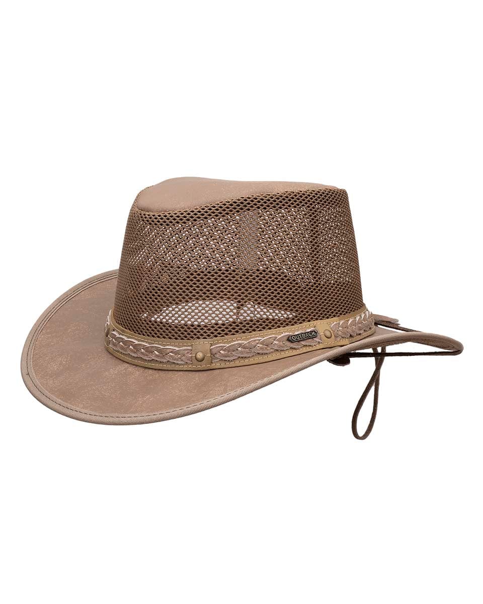 Outback Trading Company Wagga Wagga with Mesh Leather Hat ANTELOPE ROUGH CUT / SM 13022-ARC-SM 789043437256 Leather Hats