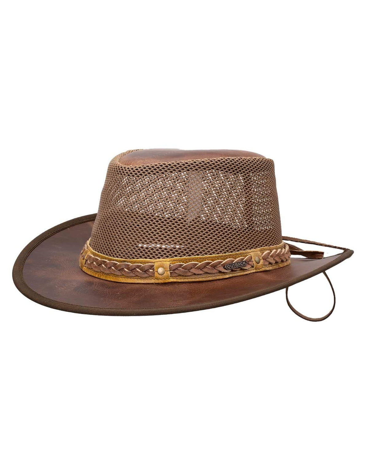 Outback Trading Company Wagga Wagga with Mesh Leather Hat CRAZY HORSE / SM 13022-CZH-SM 789043437188 Leather Hats