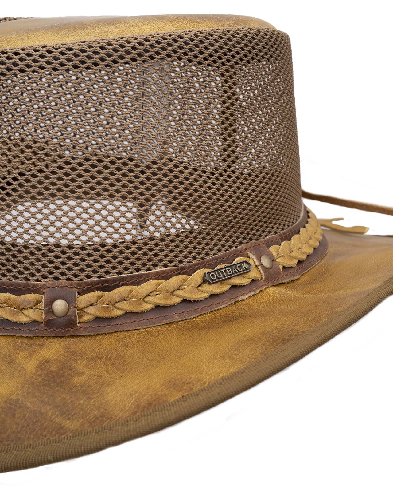 Outback Trading Company Wagga Wagga with Mesh Leather Hat Leather Hats