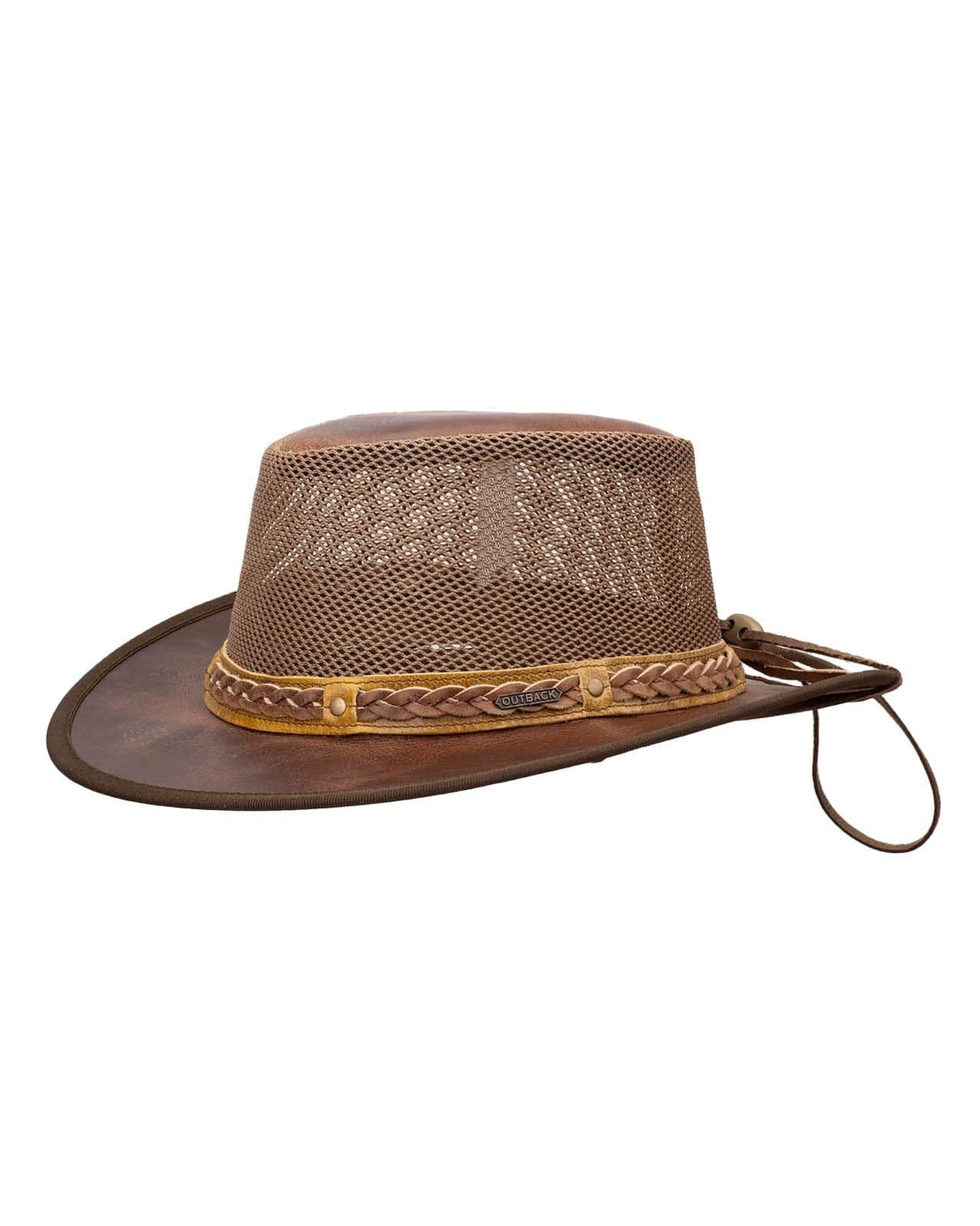 Outback Trading Company Wagga Wagga with Mesh Leather Hat Leather Hats