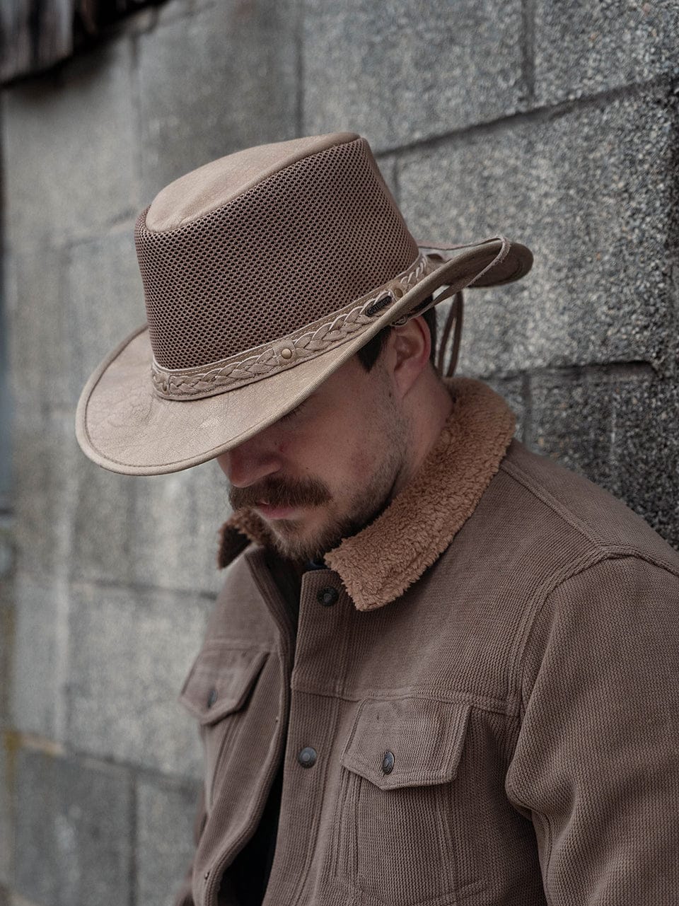 Outback Trading Company Wagga Wagga with Mesh Leather Hat Leather Hats