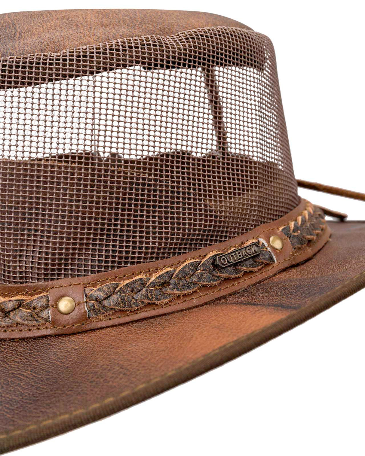 Outback Trading Company Wagga Wagga with Mesh Leather Hat Leather Hats