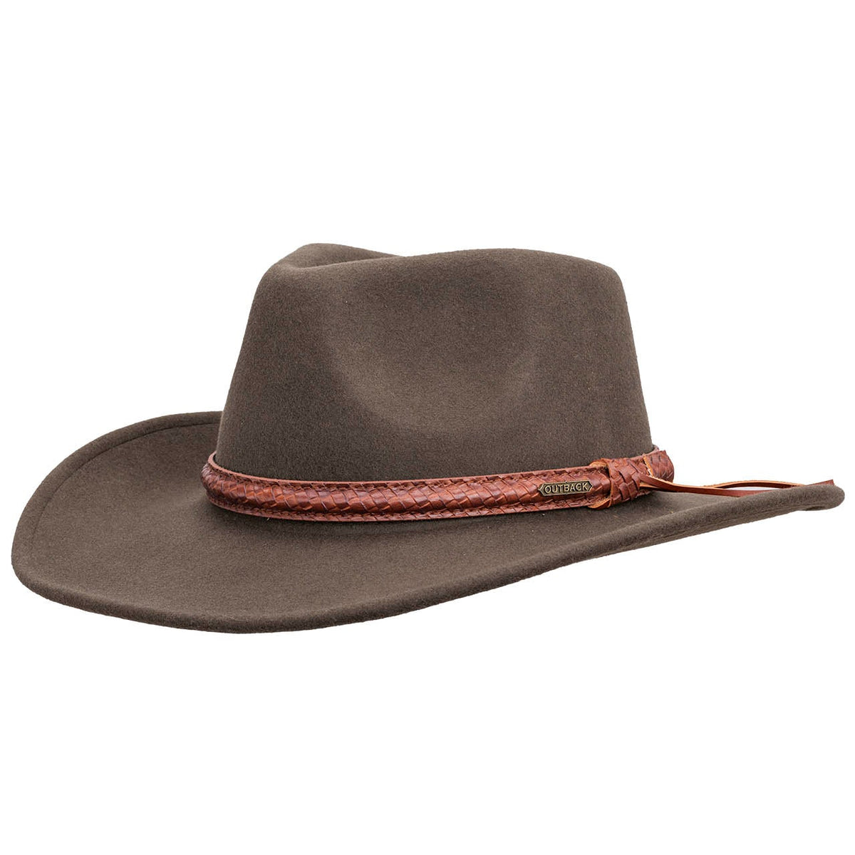 Vintage Brown 100%Wool Western Hat with Braided Leather Band Brown Leather Cowboy Hat: Braided Band, Unisex Western Wear  main image 4