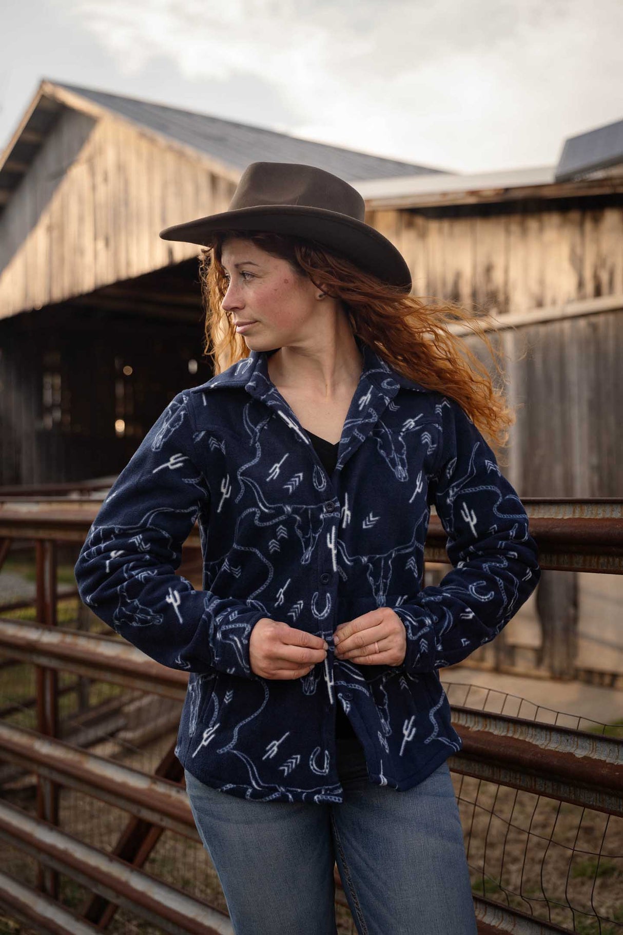 OutbackTrading.com Women's Ainsley Big Shirt - Navy Fleece