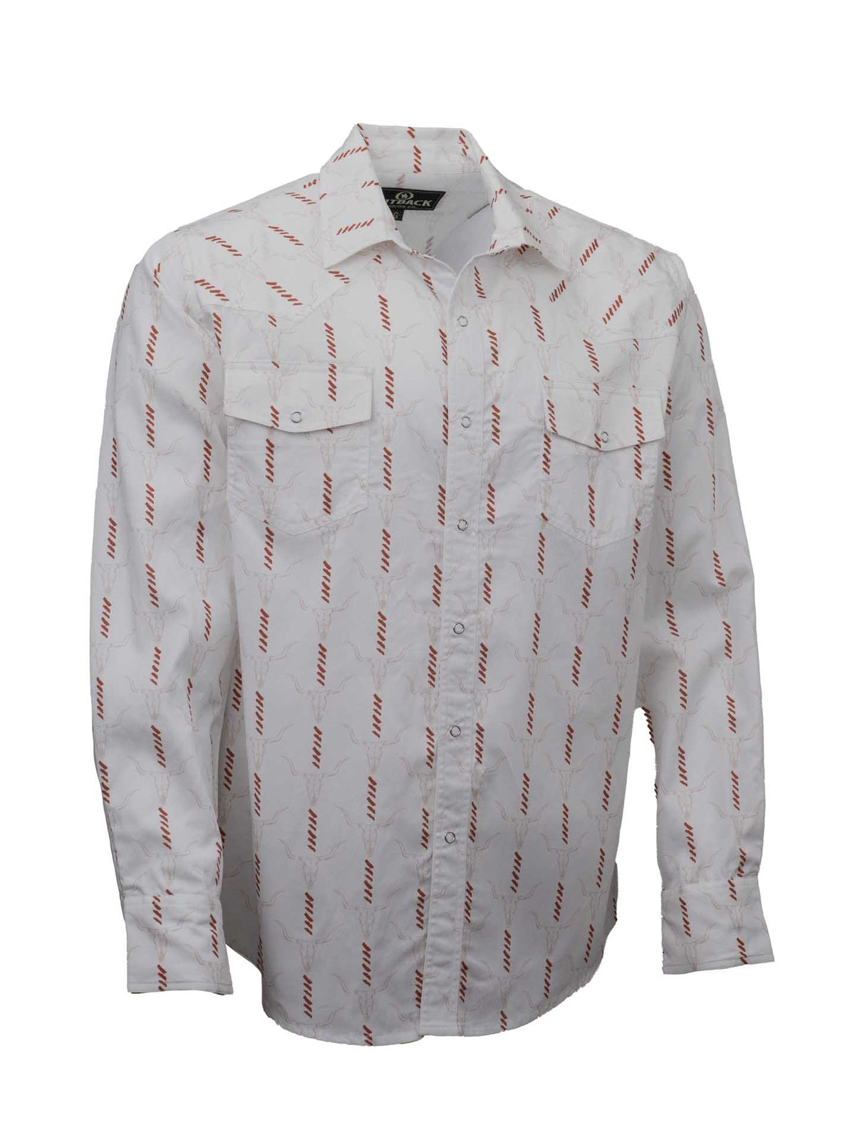 OutbackTrading.com Men's Cattle Skull Stripe Shirt - White Shirts