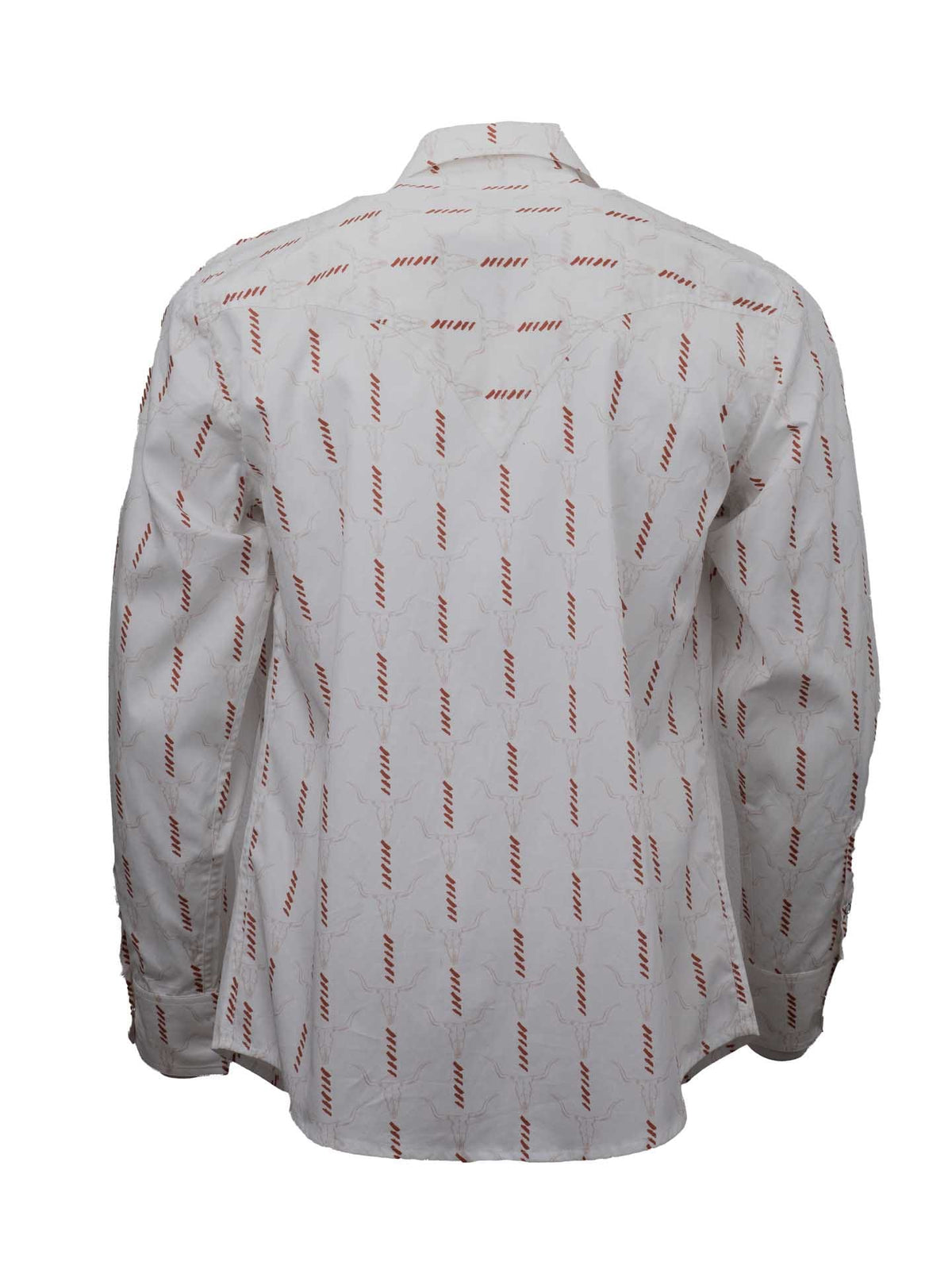 OutbackTrading.com Men's Cattle Skull Stripe Shirt - White Shirts