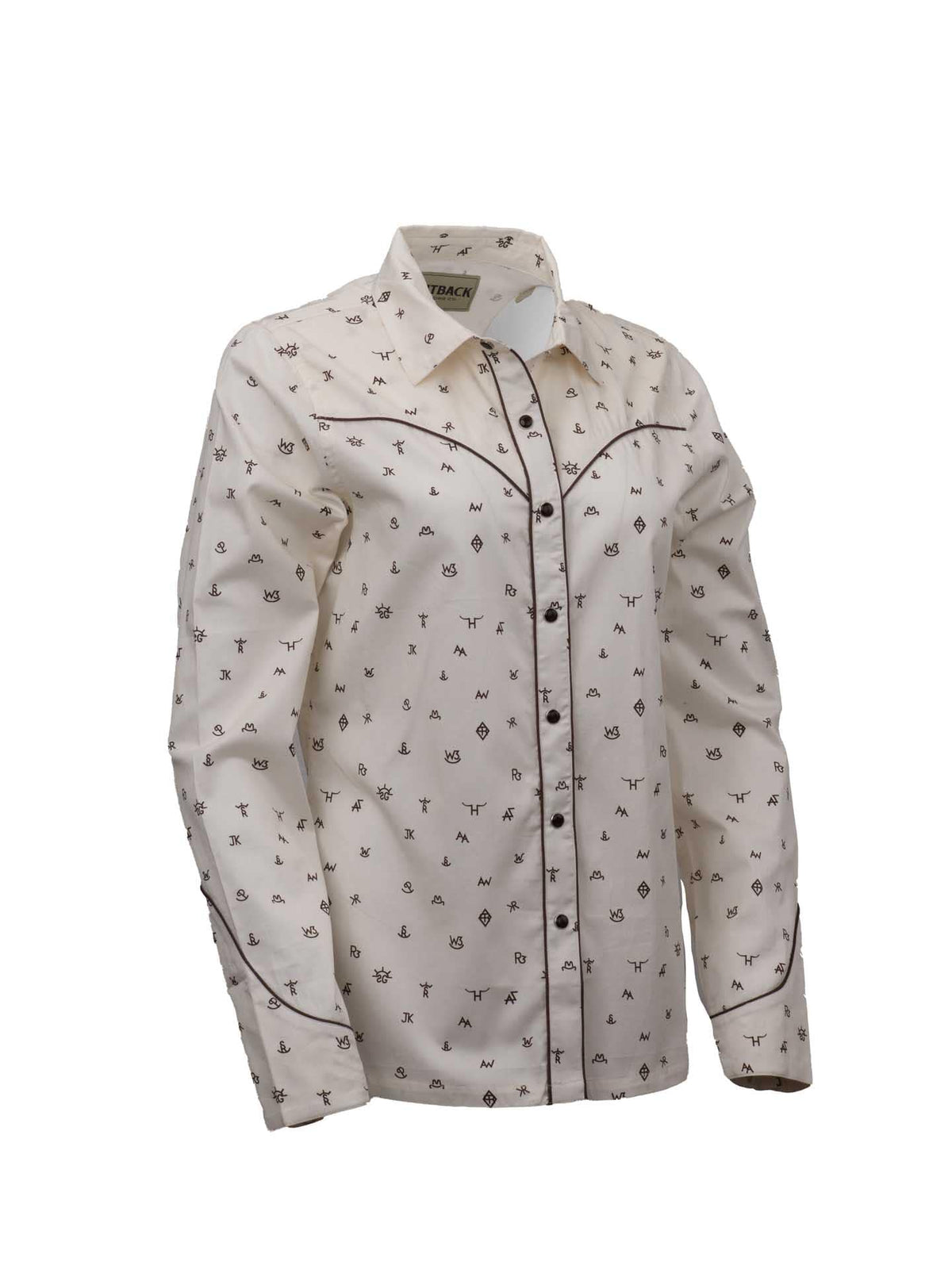 OutbackTrading.com Women's Cattle Brand Shirt - Cream Shirts
