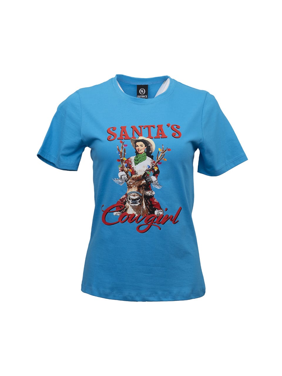 OutbackTrading.com Women's Santa's Cowgirl Tee - Teal Teal / SM 40378-TEL-SM 789043442588 Tees