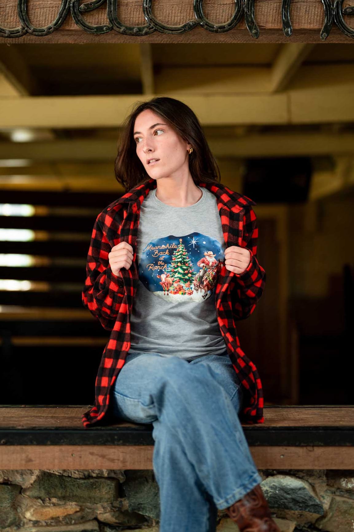 OutbackTrading.com Women's Back at The Ranch Tee - Heather Gray Tees