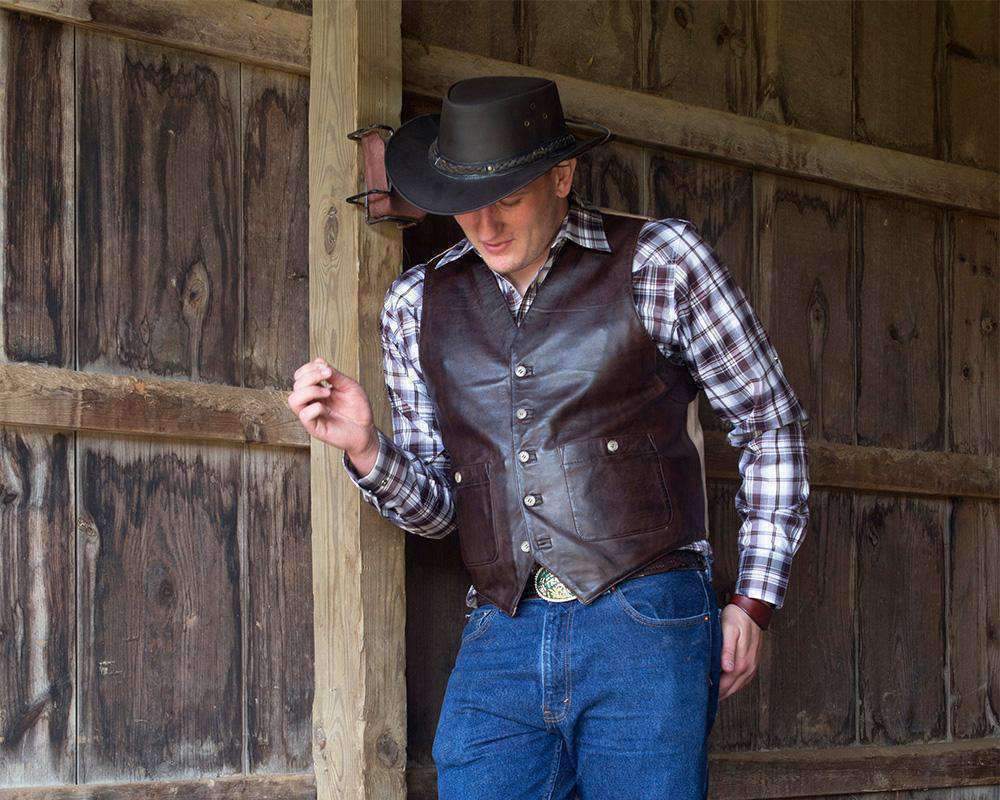 Every cowboy needs a leather vest, like our Outlaw Vest.