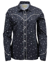 Outback Trading Company Women’s Cattle Brand Shirt Black / SM 40308-BLK-SM 789043436785