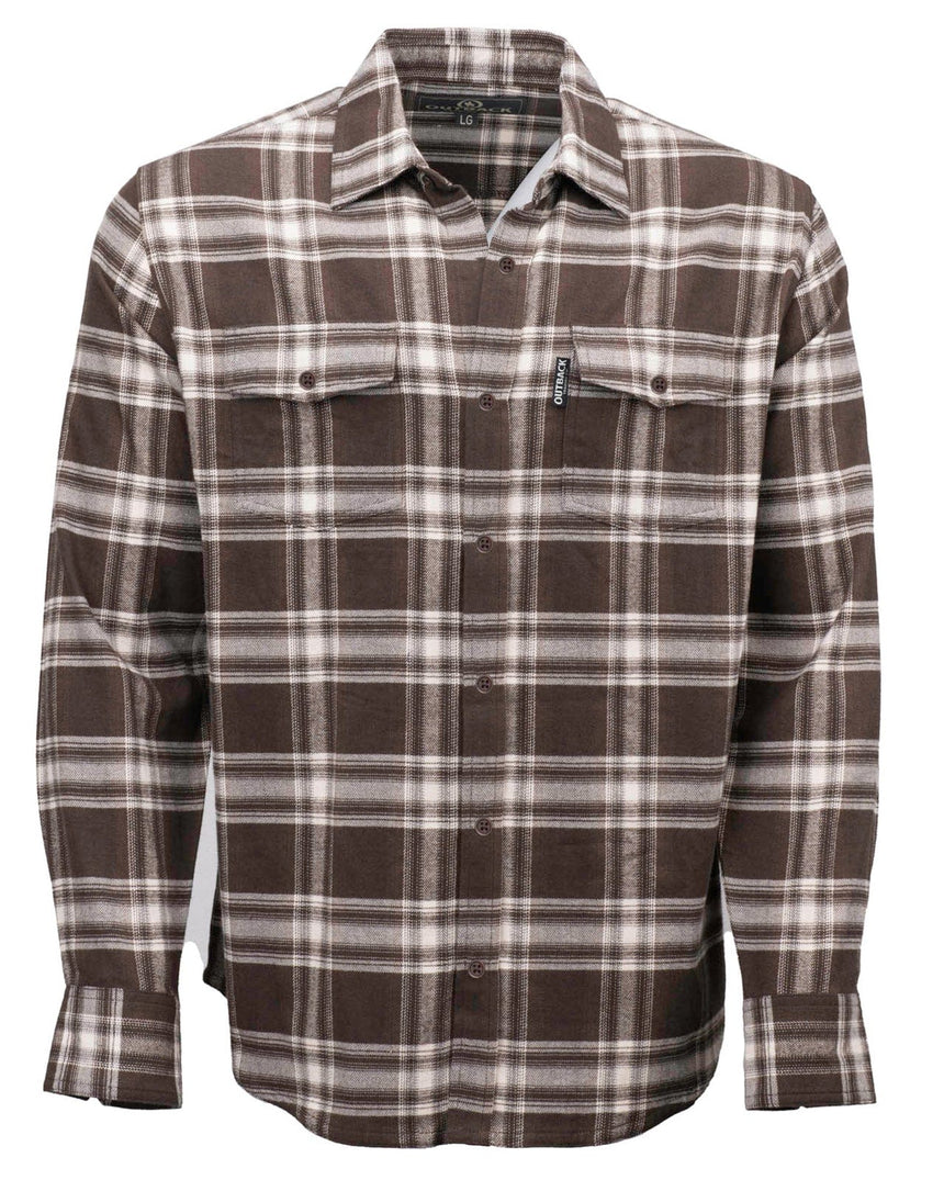 Outback Trading Company Men’s Cotton Plaid Outback Shirt Brown / SM 40305-BRN-SM 789043430738