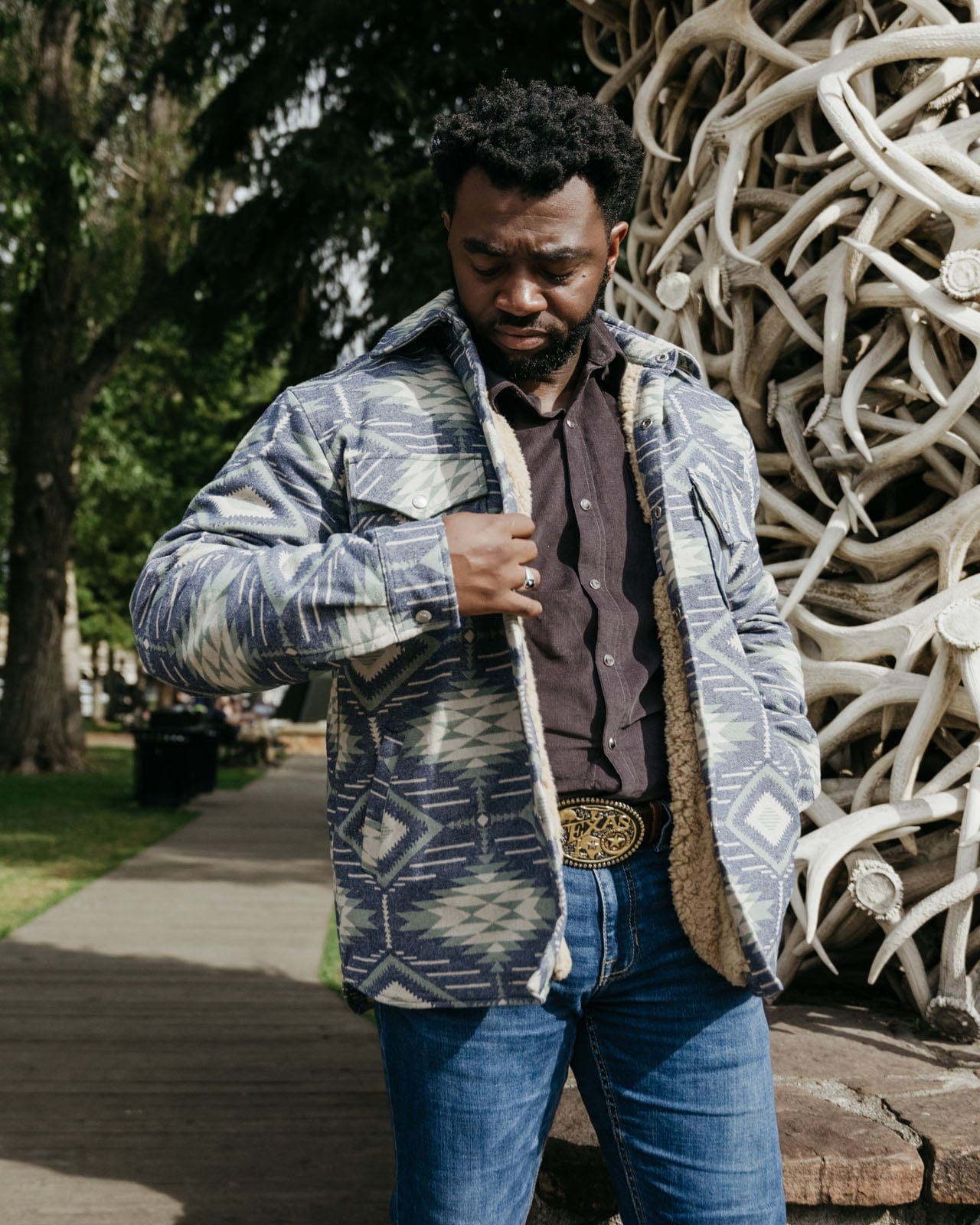 Gilet Homme En Laine Motif Aztèque – Outback Trading Company – Style Cowboy – Taille L