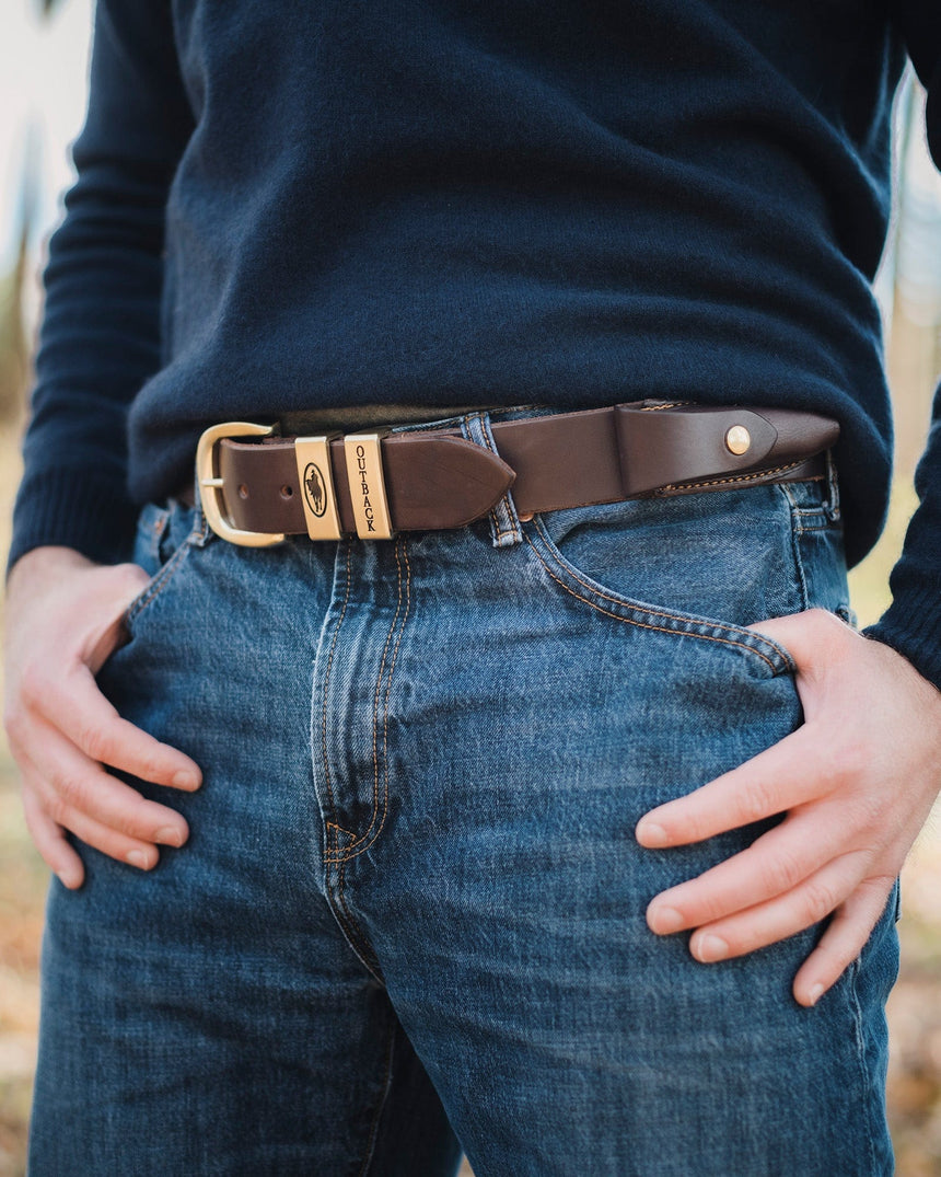 Bushcraft Leather Belt (Brown, 30) by Outback Trading | Leather Belts