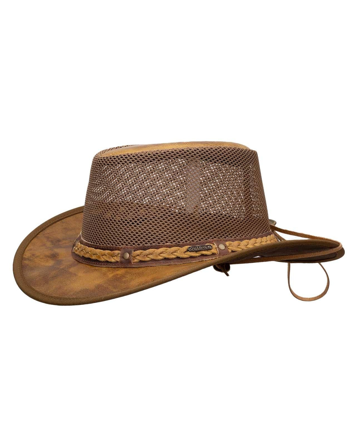 Outback Trading Company Wagga Wagga with Mesh Leather Hat MOCHA / SM 13022-MOC-SM 789043437140 Leather Hats