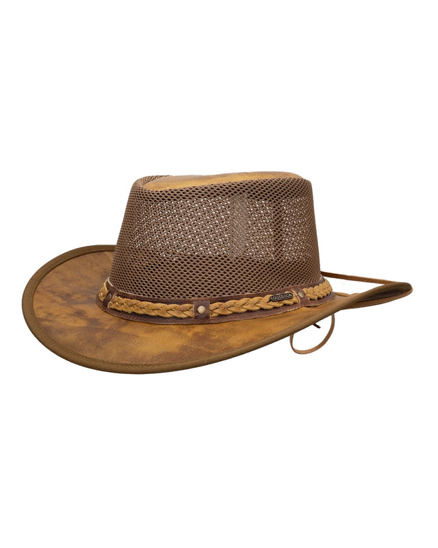Outback Trading Company Wagga Wagga with Mesh Leather Hat Mocha / SM 13022-MOC-SM 789043437140 Leather Hats