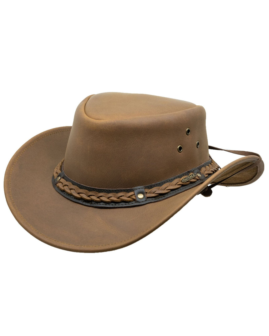 Outback Trading Company Wagga Wagga Leather Hat Tan / SM 1367-TAN-SM 789043398090 Leather Hats