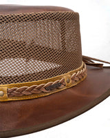 Outback Trading Company Wagga Wagga with Mesh Leather Hat Leather Hats