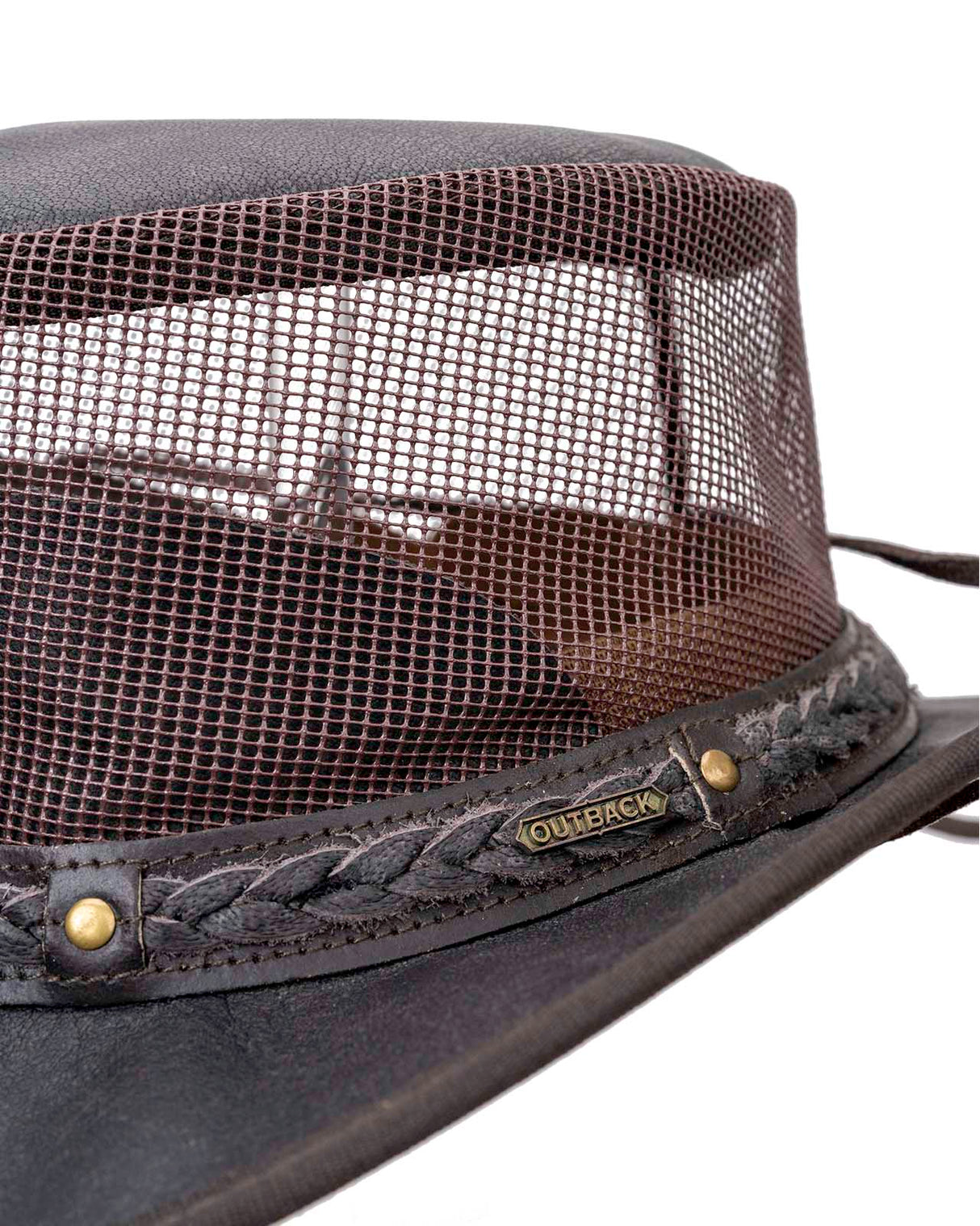 Outback Trading Company Wagga Wagga with Mesh Leather Hat Leather Hats