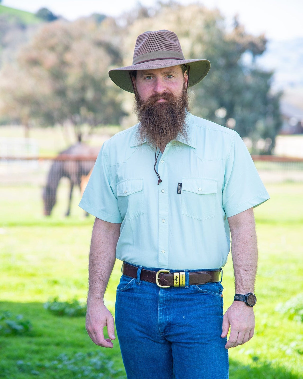 Outback Trading Company Short Sleeve Moab Western Snap Bamboo Shirt Shirt