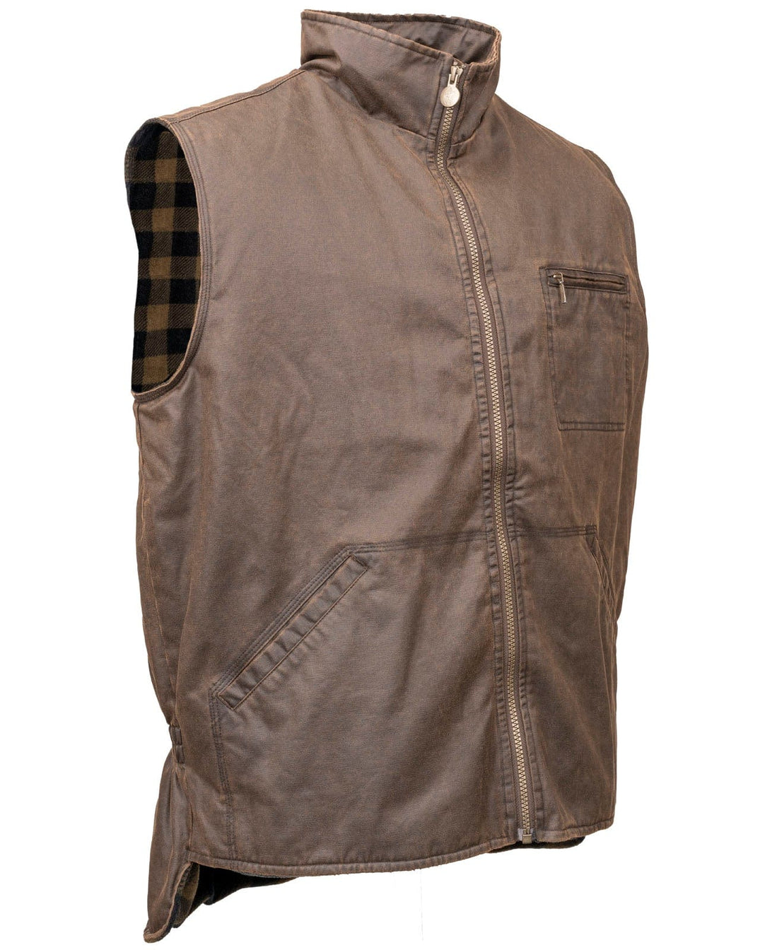 Outback Trading Gilet Uomo Sawbuck In Oilskin - Cerniera In Ottone, Tasche Multiple, Cotone Idrorepellente - 4
