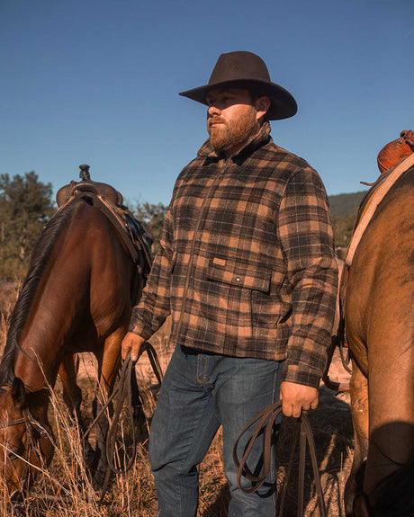 OutbackTrading.com Men's Silas Jacket - Black/brown Coats & Jackets