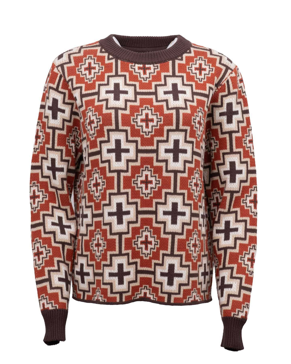 OutbackTrading.com Women's Aztec Cross Sweater - Rust Rust / SM 40351-RST-SM 789043441291