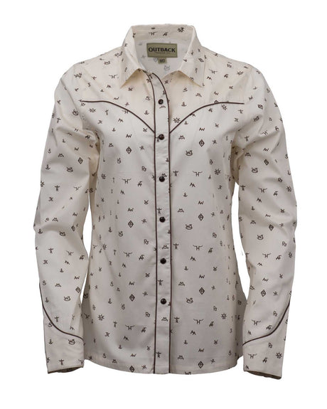 OutbackTrading.com Women's Cattle Brand Shirt - Cream Cream / SM 40308-CRM-SM 789043440959 Shirts