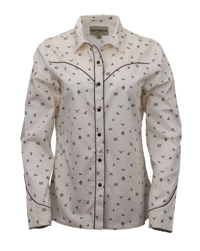 OutbackTrading.com Women's Cattle Brand Shirt - Cream Cream / SM 40308-CRM-SM 789043440959 Shirts