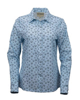 OutbackTrading.com Women's Horseshoe Toss Button Up Shirt - Light Blue Light Blue / SM 40362-LBL-SM 789043441604 Shirts