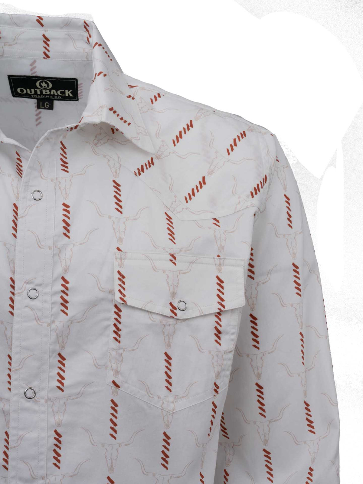 OutbackTrading.com Men's Cattle Skull Stripe Shirt - White Shirts