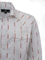 OutbackTrading.com Men's Cattle Skull Stripe Shirt - White Shirts