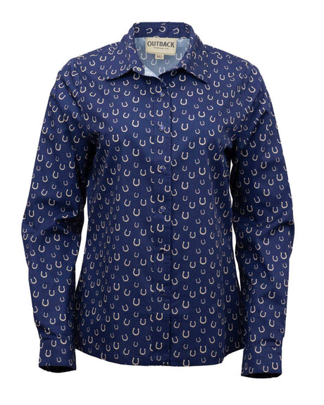 OutbackTrading.com Women's Horseshoe Toss Button Up Shirt - Navy Navy / SM 40362-NVY-SM 789043441673 Shirts