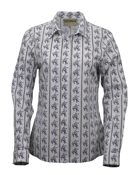 OutbackTrading.com Women's Bronc Stripe Shirt - White White / SM 40375-WHI-SM 789043442274 Shirts