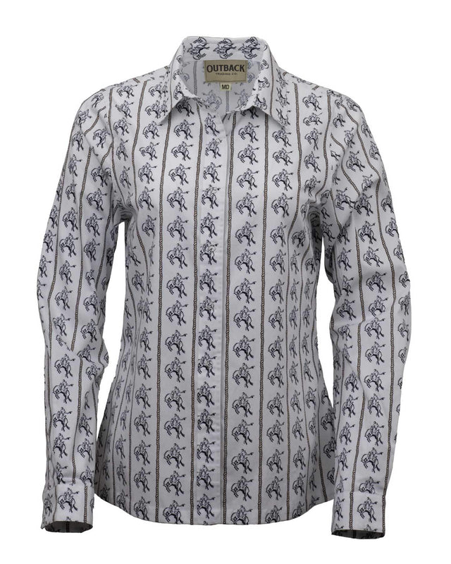 OutbackTrading.com Women's Bronc Stripe Shirt - White White / SM 40375-WHI-SM 789043442274 Shirts