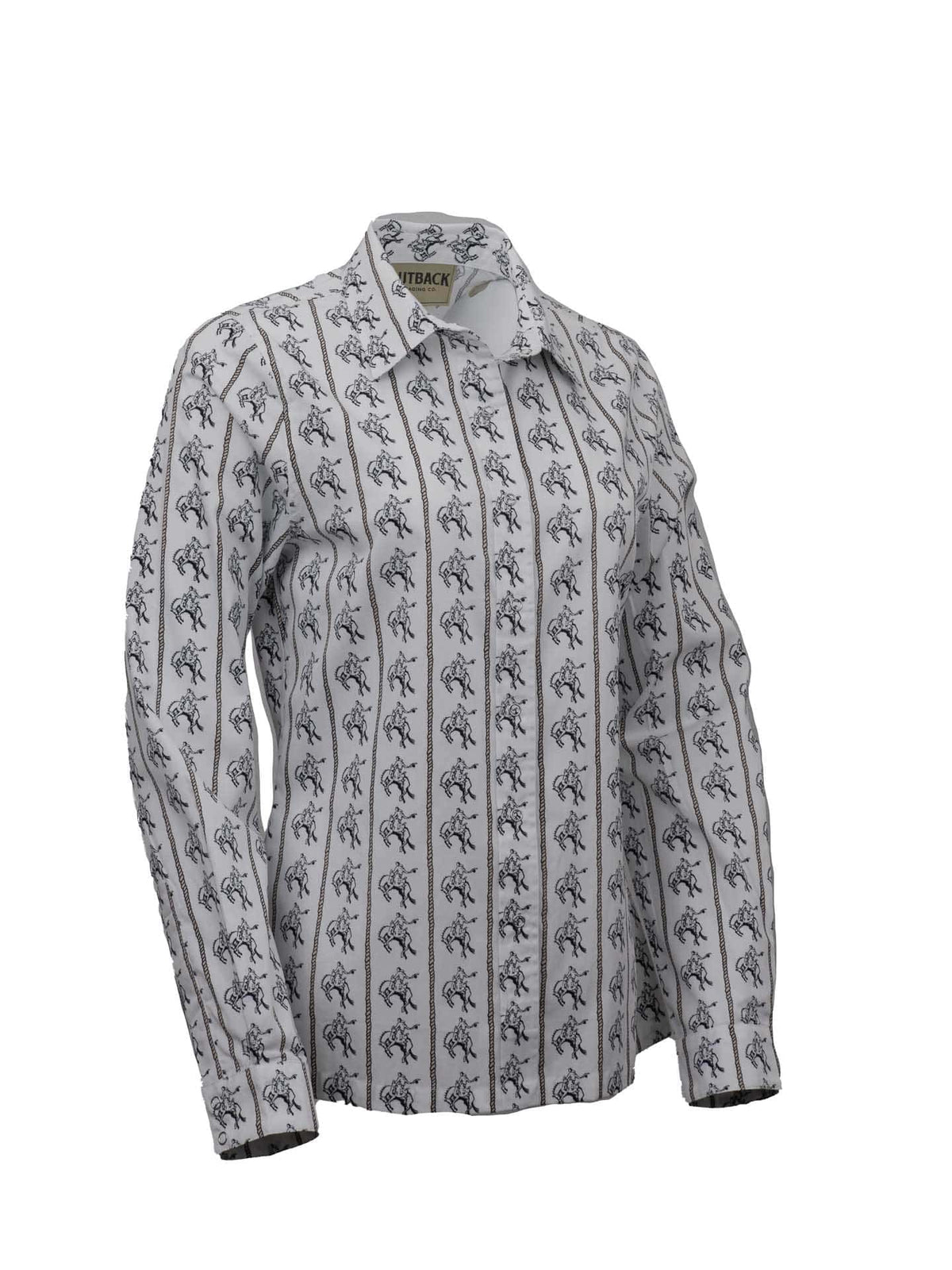 OutbackTrading.com Women's Bronc Stripe Shirt - White Shirts