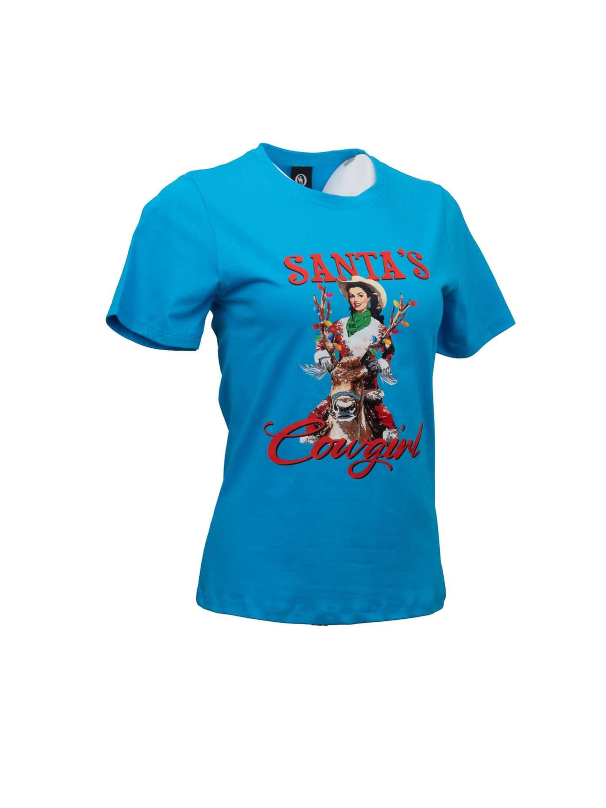 OutbackTrading.com Women's Santa's Cowgirl Tee - Teal Tees