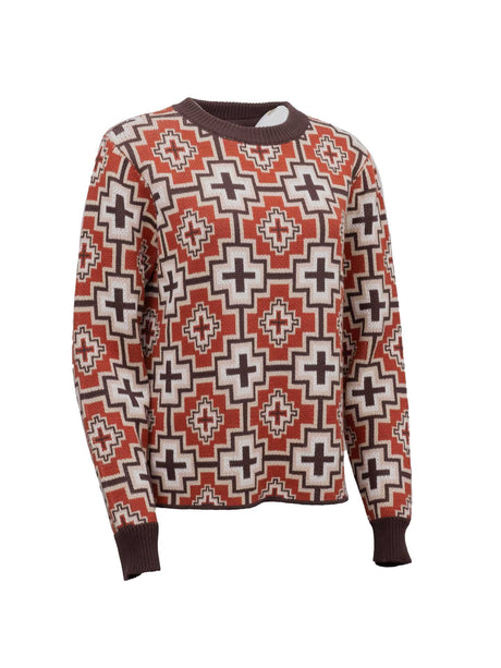 OutbackTrading.com Women's Aztec Cross Sweater - Rust