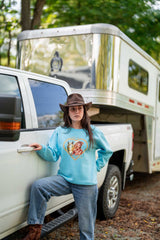 OutbackTrading.com Women's Here For the Horses Sweatshirt - Blue