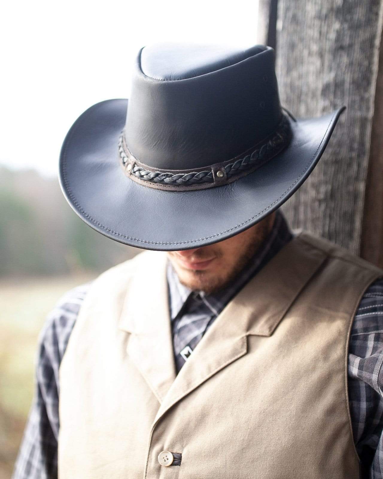 Mens leather outback sales hats